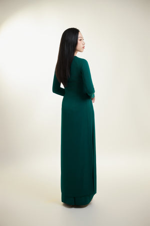 Floral Embroidered Silk Ao Dai