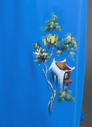 Mark&Vy Ao Dai ao dai dress Ao dai Vietnam traditional dress in hand painted blue silk HAN006BLUE