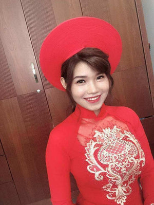Mark&Vy Ao Dai Dress Red wedding ao dai. Beautiful, made to measure Vietnamese dress with spectacular gold details