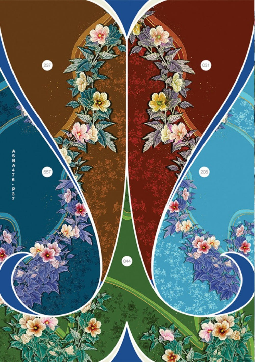 Made-to-measure ao dai by Mark&Vy using high quality, Thai Tuan fabric. Eye-catching floral motif.