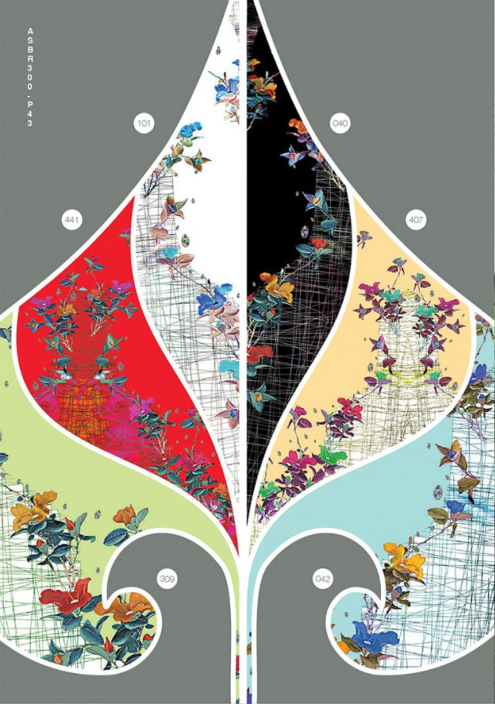 Made-to-measure ao dai by Mark&Vy using high quality, Thai Tuan fabric. Artistic, stylized, floral motif.