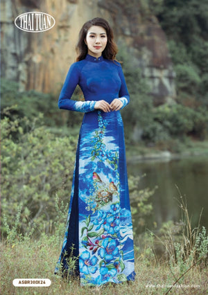 Made-to-measure ao dai by Mark&Vy using high quality, Thai Tuan fabric. Beautiful, bird/floral motif.