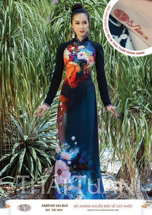 Made-to-measure ao dai by Mark&Vy using high quality, Thai Tuan fabric. Bold & elegant floral motif.