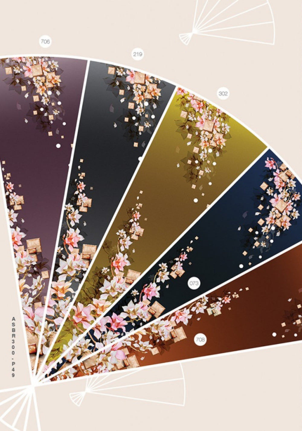 Made-to-measure ao dai by Mark&Vy using high quality, Thai Tuan fabric.  Pretty, flower blossom motif.