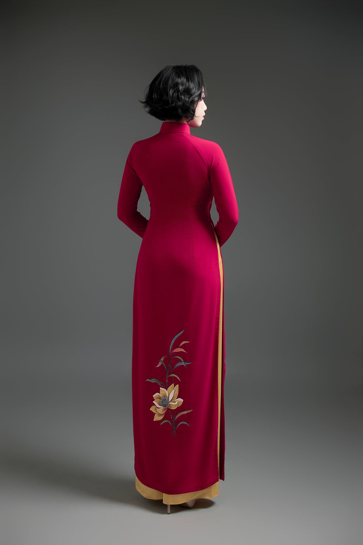 Handpainted Lotus Ao Dai