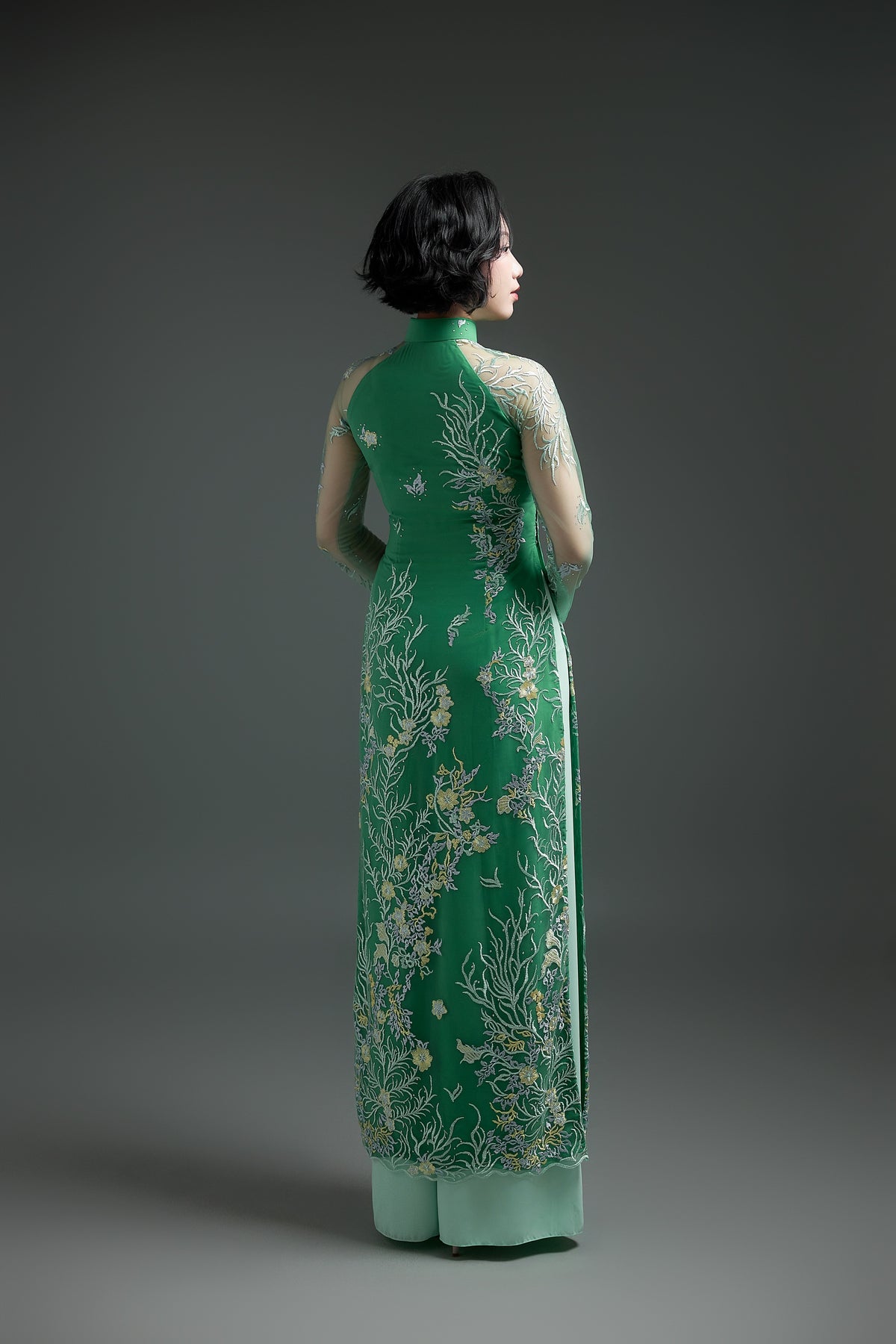 Floral Elegance in Green Lace