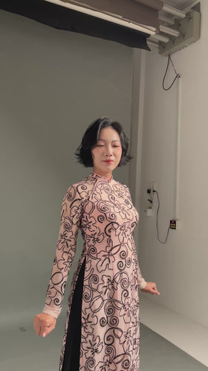 Black-Patterned Elegance on Pink Lace