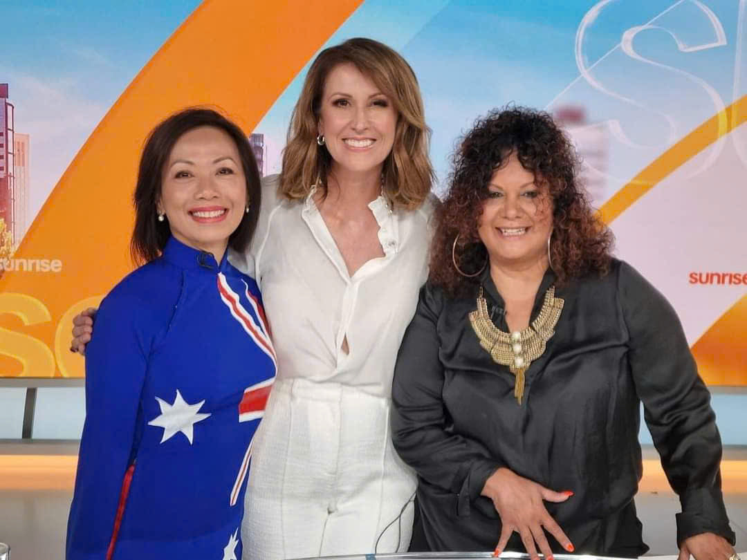 Australian flag ao dai. Made-to-measure silk ao dai featuring hand-painted, Australian flag design.