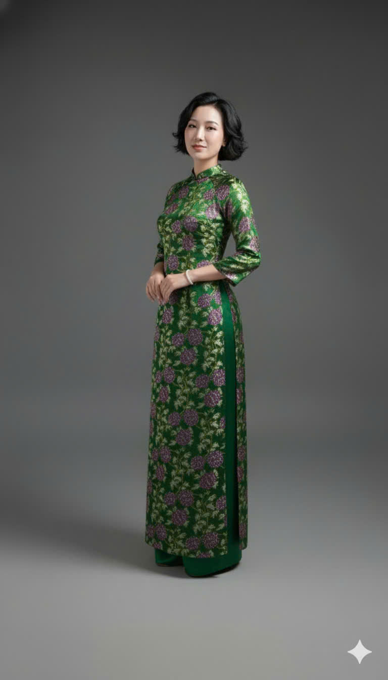 Brocade Ao Dai - Chrysanthemum Pattern