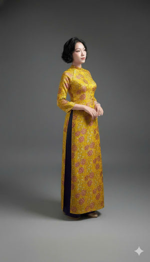 Brocade Ao Dai - Chrysanthemum Pattern