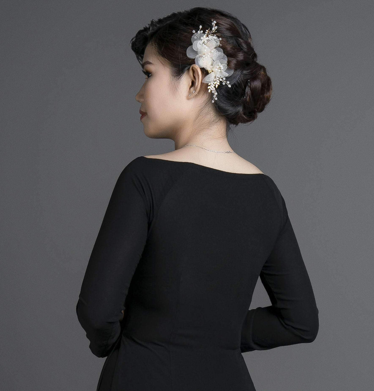 Mark&Vy Ao Dai ao dai dress Ao dai, Vietnamese traditional dress. Black silk dress with stunning embroidered, rose motif. EMB005BLACK