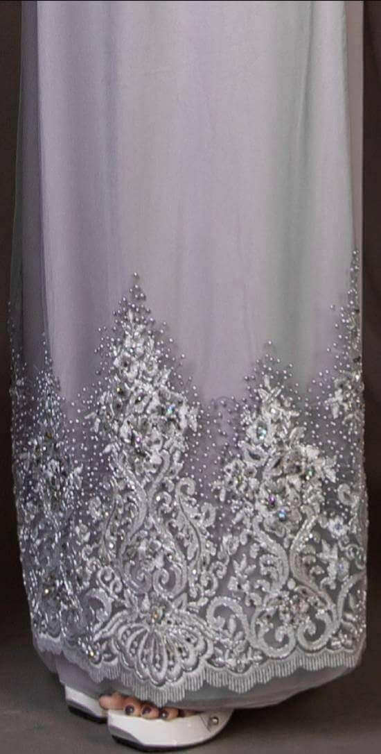 Mark&Vy Ao Dai ao dai dress Grey Wedding ao dai with long train. Beautiful lace and hand beading