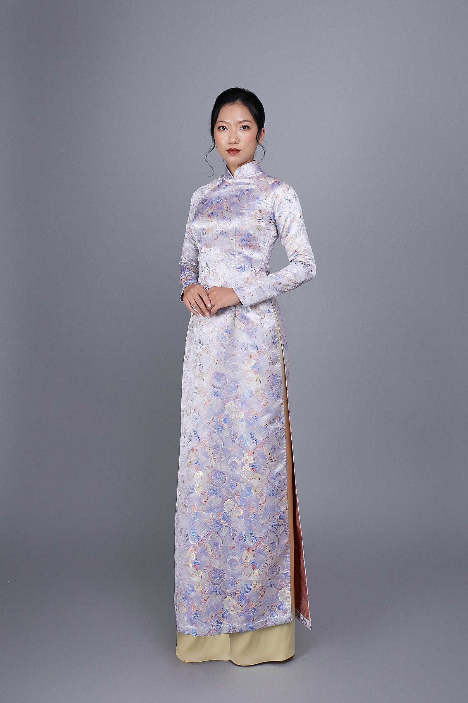 2023 Elegant Ao Dai Chinese Evening Dress Cheongsam With Oriental Flower  Print And Chiffon Perfect For Women In Vietnam From Bailanh, $34.18