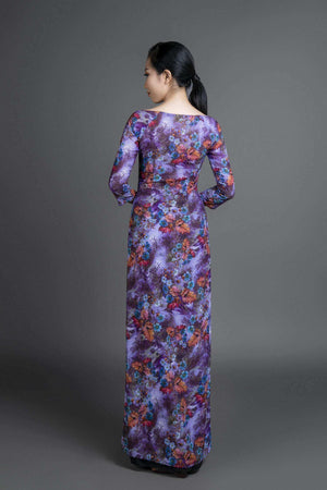 Mark&Vy Ao Dai Dresses (Ao Dai) Purple silk ao dai. Vietnamese traditional dress. Custom fit. OFA006PURPLE